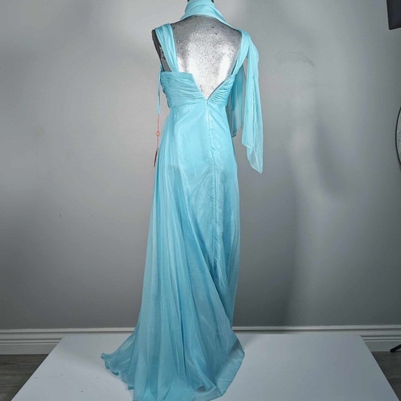 NWT May Queen | Aqua Sequin Cross-Front Gown & Shawl - sz 6. - Picture 4 of 9